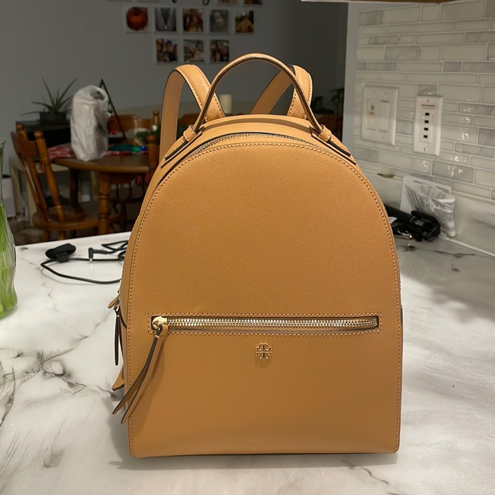 Tory Burch Emerson Backpack camel color